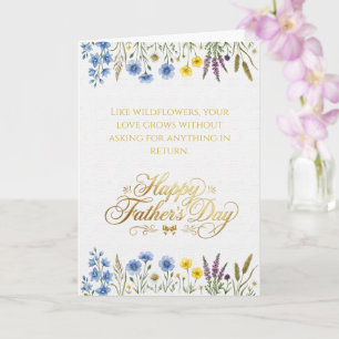 Elegante Wilde Bloem Gouden Vaderdag Papa Kaart