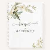 Elegante wilde bloem groen botanisch recept notitieboek (Voorkant)