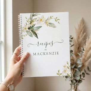 Elegante wilde bloem groen botanisch recept notitieboek