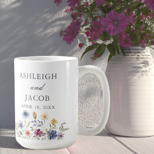 Elegante Wilde Bloem Huwelijksjubileum Custom Koffiemok