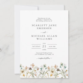 Elegante Wilde Bloem Huwelijksuitnodigingen Kaart