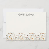 Elegante Wilde Bloem Initialen Notitiekaartje (Voorkant)