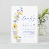 Elegante Wilde Bloem Jongen Baby Borrel Kaart (Staand voorkant)