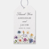 Elegante wilde bloem lente bruiloft gepersonalisee cadeaulabel (Voorkant)