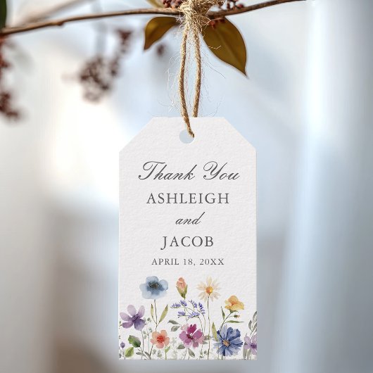 Elegante wilde bloem lente bruiloft gepersonalisee cadeaulabel