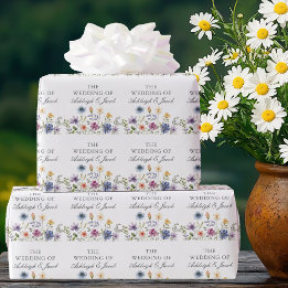 Elegante wilde bloem lente bruiloft gepersonalisee cadeaupapier