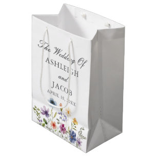 Elegante wilde bloem lente bruiloft gepersonalisee medium cadeauzakje