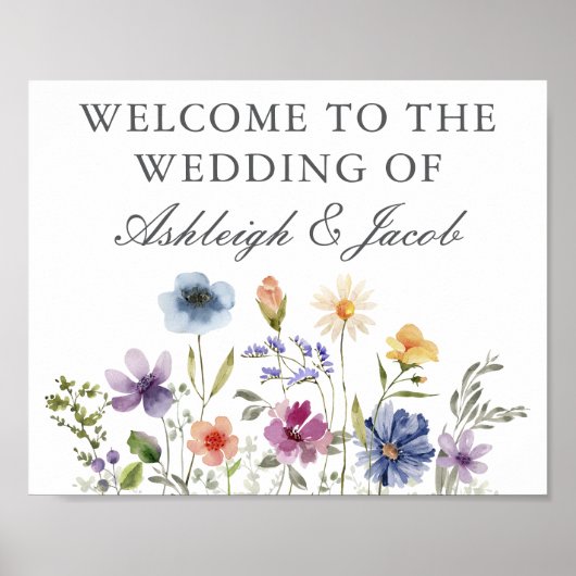 Elegante Wilde Bloem Lente Trouw Aangepaste Welkom Poster (Voorkant)