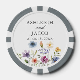 Elegante wilde bloem lente trouwdag gepersonalisee poker chips