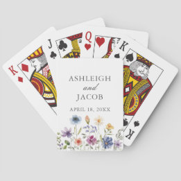 Elegante wilde bloem lente trouwdag gepersonalisee pokerkaarten