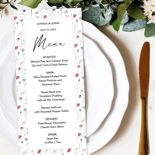 Elegante Wilde Bloem Menu