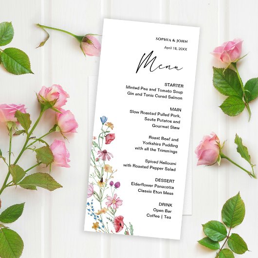 Elegante Wilde Bloem Menu