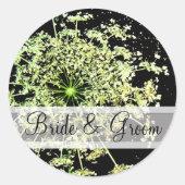 Elegante wilde bloem met wervelingen bruiloft stic ronde sticker (Voorkant)