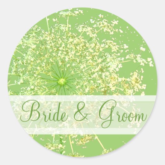 Elegante wilde bloem met wervelingen bruiloft stic ronde sticker (Voorkant)