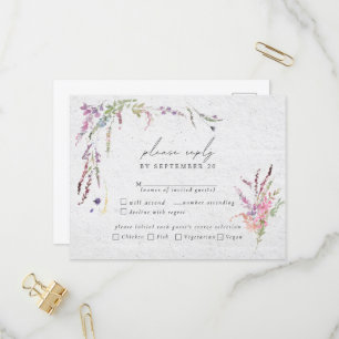 Elegante Wilde Bloem Moderne Trouwmaaltijden RSVP Uitnodiging Briefkaart