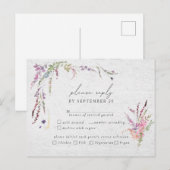Elegante Wilde Bloem Moderne Trouwmaaltijden RSVP Uitnodiging Briefkaart (Voorkant / Achterkant)