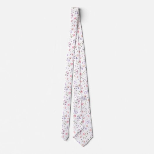 Elegante wilde bloem op witte achtergrond bruiloft stropdas (Achterkant)