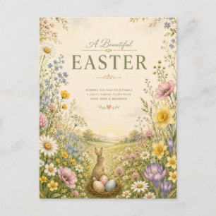 Elegante Wilde Bloem Pasen Groet, Bloemschikking Briefkaart