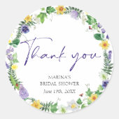 Elegante wilde bloem ronde sticker (Voorkant)