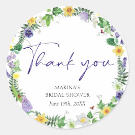 Elegante wilde bloem ronde sticker