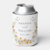 Elegante Wilde Bloem Roze Boog Bruiloft Blikjeskoeler (Blikje Voorkant)