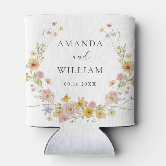 Elegante Wilde Bloem Roze Boog Bruiloft Blikjeskoeler (Achterkant)