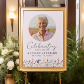 Elegante Wilde Bloem Roze Foto Herdenking van het  Poster