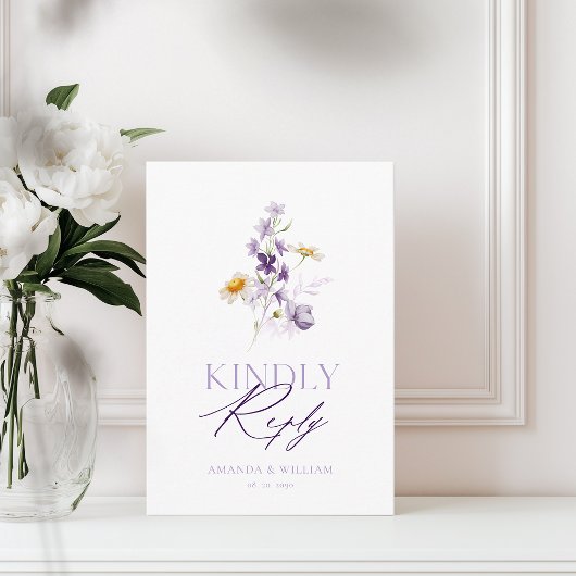 Elegante Wilde Bloem RSVP Kaart