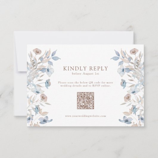 Elegante Wilde Bloem RSVP Kaartje (Voorkant)