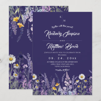 Elegante Wilde Bloem Rustieke Boho Bruiloft  Kaart