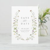 Elegante Wilde Bloem Rustieke Boho Bruiloft Save The Date (Staand voorkant)