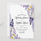 Elegante Wilde Bloem Rustieke Bruiloft Kaart (Voorkant)