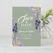 Elegante Wilde Bloem Rustieke Salie Bruiloft Save The Date (Staand voorkant)