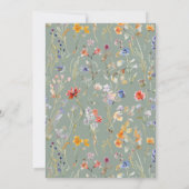 Elegante wilde bloem saga groene bruiloft uitnodig kaart (Achterkant)