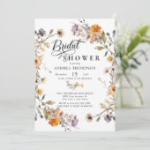 Elegante Wilde Bloem | Script Bruidsmeisje Feest Kaart (Staand voorkant)