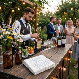 Elegante wilde bloem stoffige blauwe proost op maa servet