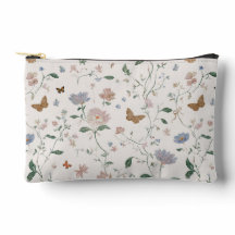 Elegante wilde bloem & vlinder Toile-De-Jouy