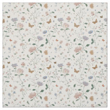Elegante wilde bloem & vlinder Toile-De-Jouy