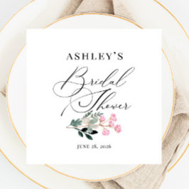 Elegante Wilde Bloem Waterverf Bruiloft Feest Servet