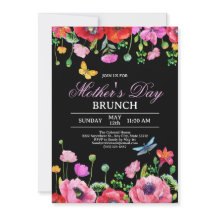 Elegante Wilde Bloem Zwart Chic Moederdag Brunch