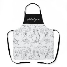 Elegante Wilde Bloem Zwart Wit Aangepaste Naam