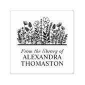 Elegante Wilde Bloemen #2 Bibliotheek Boeknaam Zelfinktende Stempel (Design)