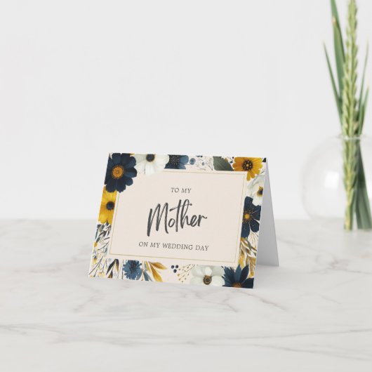 Elegante wilde bloemen aan mijn moeder beige bruil kaart (Voorkant)