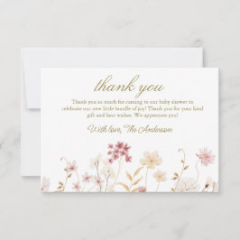 Elegante Wilde Bloemen Baby Shower Bedankkaart
