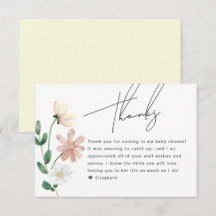Elegante Wilde Bloemen Baby Shower Bloemrijke Dank