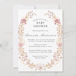 Elegante Wilde Bloemen Baby Shower Kaart