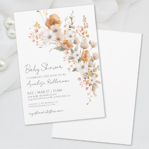 Elegante Wilde Bloemen Baby Shower Kaart