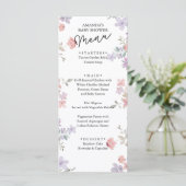 Elegante Wilde Bloemen Baby Shower Menu (Staand voorkant)