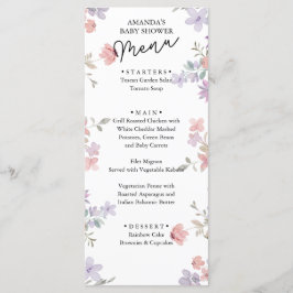 Elegante Wilde Bloemen Baby Shower Menu