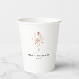 Elegante Wilde Bloemen Baby Shower Papieren Bekers